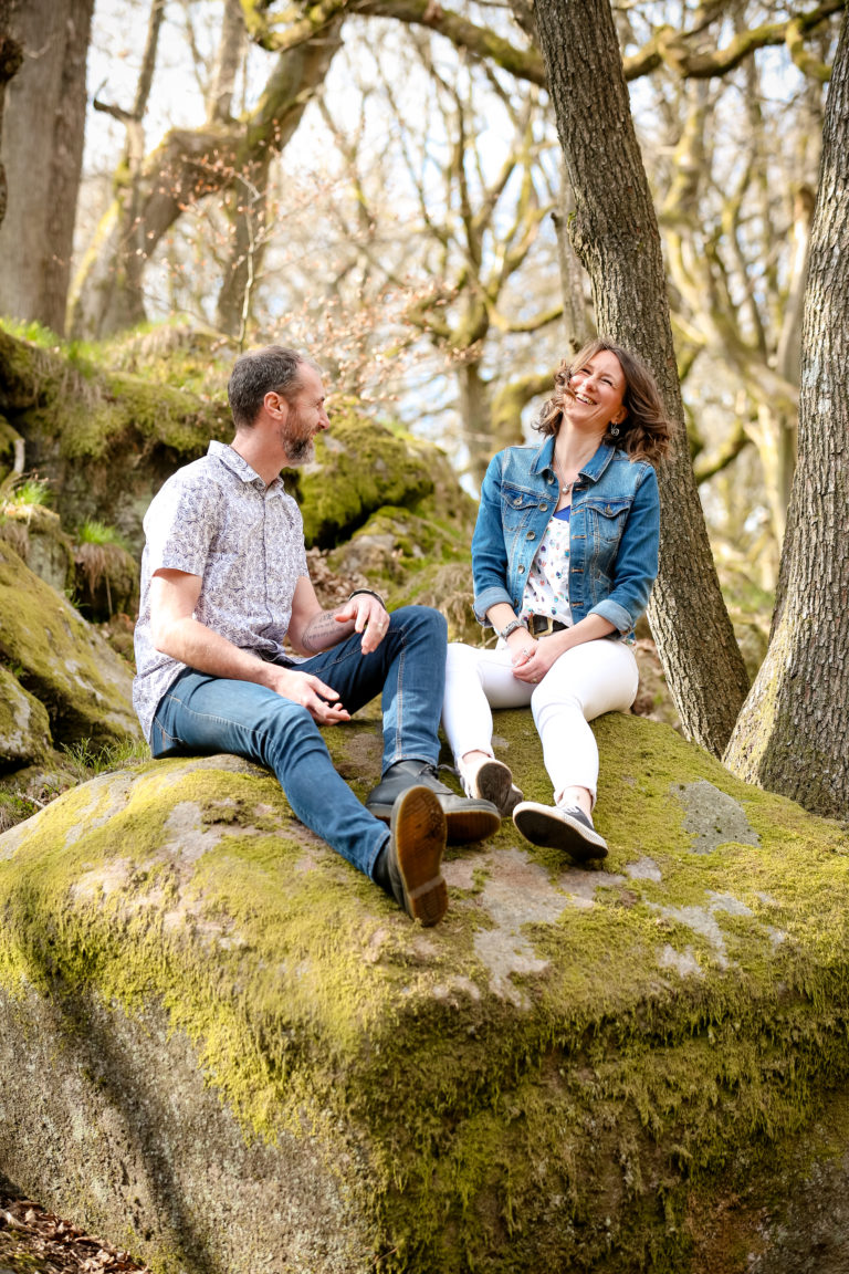 mum and dad in candid moment in Derbyshire on family shoot