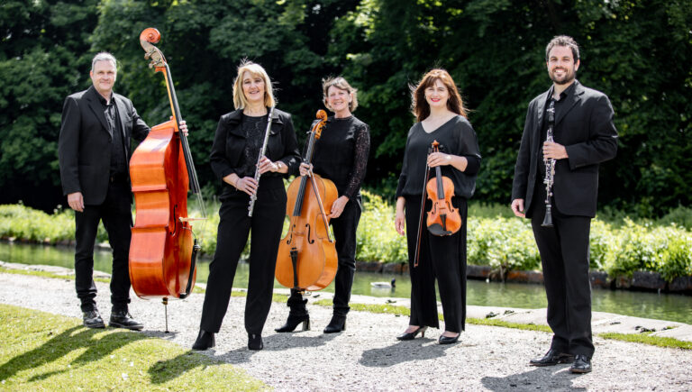 Sinfonia Viva players at Coleford by the canal side, String instruments